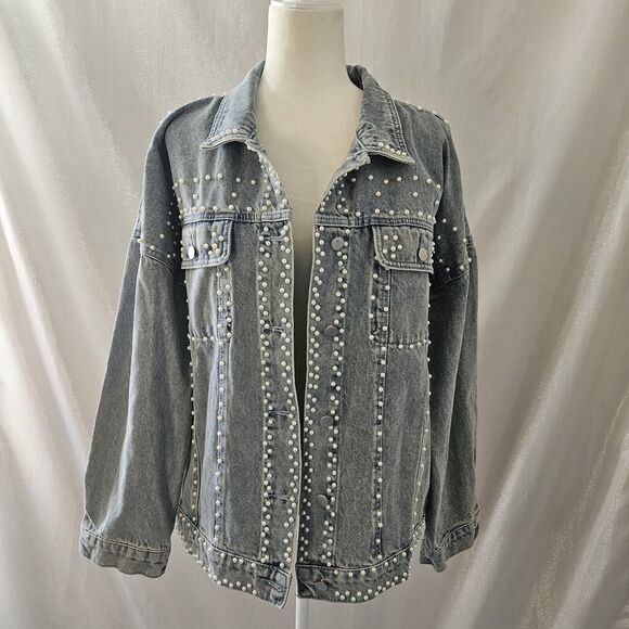 TALULAH Pearl Denim Jacket Sz MEDIUM relaxed fit - Picture 1 of 6